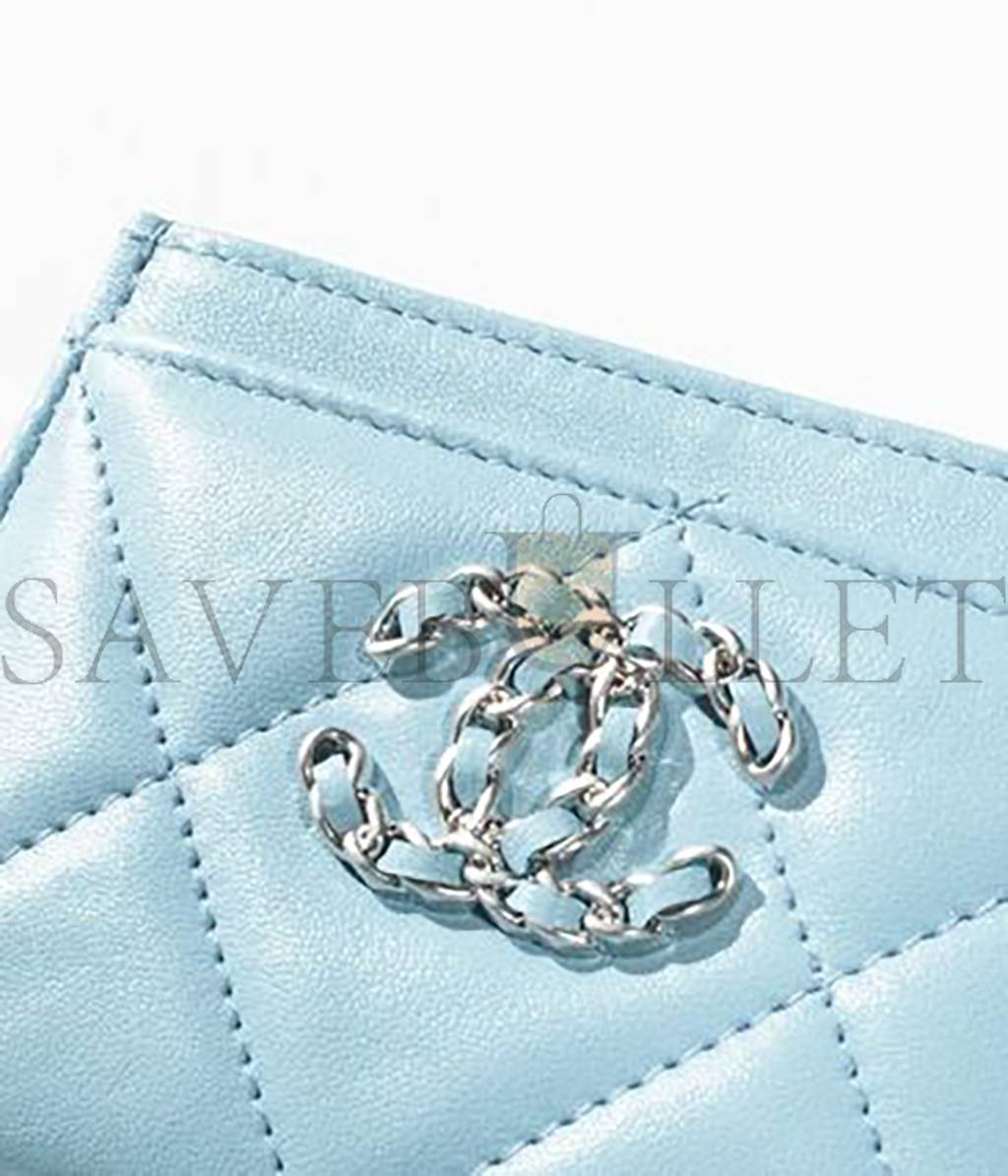 CHANEL CHANEL 19 CARD HOLDER SILVER HARDWARE AP1167 B07327 NH626 (11.2*7.5*0.5cm) CHANEL CHANEL 19 CARD HOLDER SILVER HARDWARE AP1167 B07327 NH626 (11.2*7.5*0.5cm)